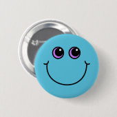 Blue Smiling Emoji Face Ronde Button 5,7 Cm (Voorkant /achterkant)