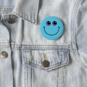 Blue Smiling Emoji Face Ronde Button 5,7 Cm (In situ)