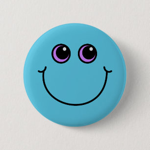 Blue Smiling Emoji Face Ronde Button 5,7 Cm