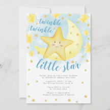 Blue Smiling Gold Twinkle Little Star-Baby shower