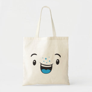 Blue Smiling Kawaii Face Canvas tas