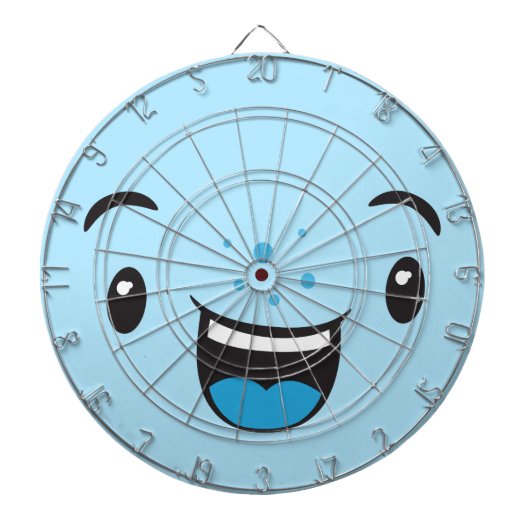 Blue Smiling Kawaii Face Dart Board Dartbord (Voorkant)