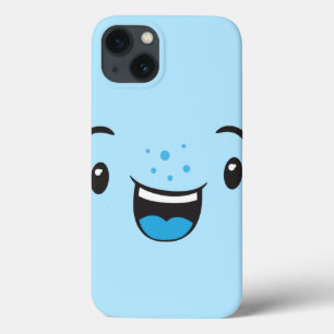 Blue Smiling Kawaii Face Hoesje