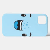 Blue Smiling Kawaii Face Hoesje (Achterkant (horizontaal))