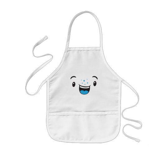 Blue Smiling Kawaii Face Kind Apron Kinder Schort (Voorkant)