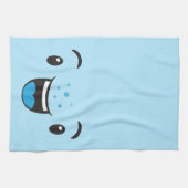 Blue Smiling Kawaii Face Kitchen Towel Theedoek (Horizontaal)