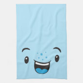 Blue Smiling Kawaii Face Kitchen Towel Theedoek (Verticaal)