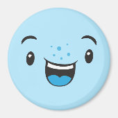Blue Smiling Kawaii Face Magnet (Voorkant)