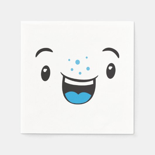Blue Smiling Kawaii Face Napkins Servetten (Voorkant)
