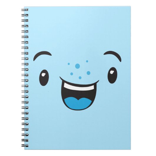 Blue Smiling Kawaii Face Notitieboek (Voorkant)