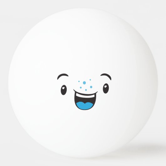 Blue Smiling Kawaii Face Ping Pong Balls Pingpongbal (Achterkant)