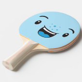 Blue Smiling Kawaii Face Ping Pong Paddle Tafeltennisbatje (Voorkant Gekanteld)