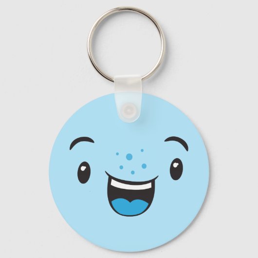 Blue Smiling Kawaii Face Sleutelhanger (Voorkant)