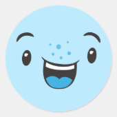 Blue Smiling Kawaii Face Stickers (Voorkant)