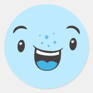 Blue Smiling Kawaii Face Stickers