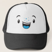 Blue Smiling Kawaii Face Trucker Hat Pet (Voorkant)