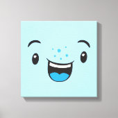 Blue Smiling Kawaii Face Wrapped Canvas (Voorkant)