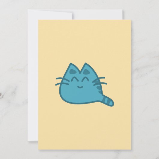 Blue Smiling Kitty Cat Baby shower Kaart (Achterkant)