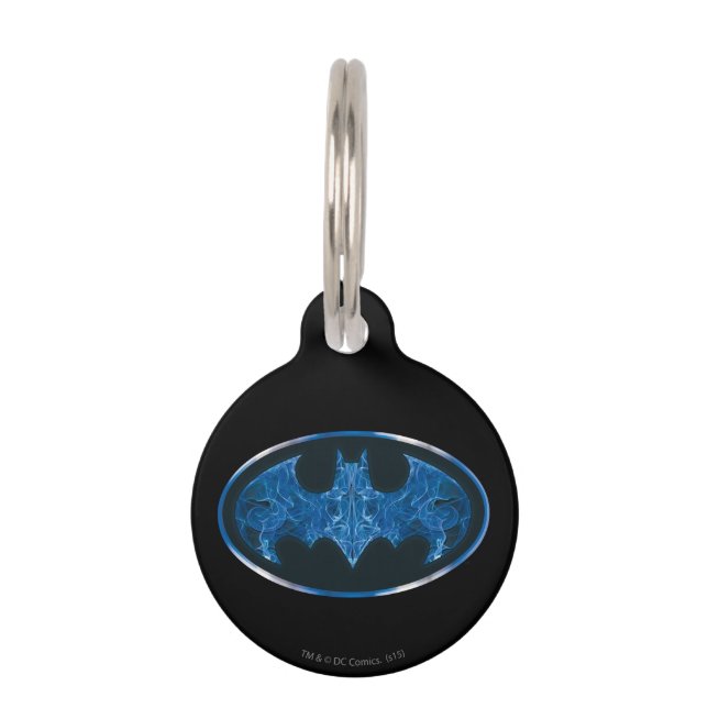 Blue Smoke Bat Symbol Huisdierpenning (Voorkant)