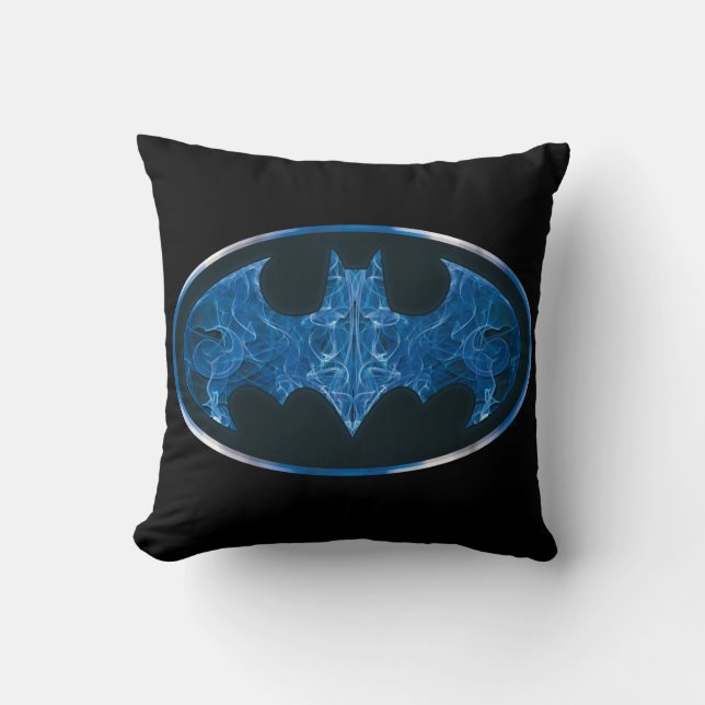 Blue Smoke Bat Symbol Kussen (Voorkant)