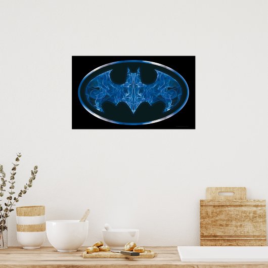 Blue Smoke Bat Symbol Poster (Keuken)