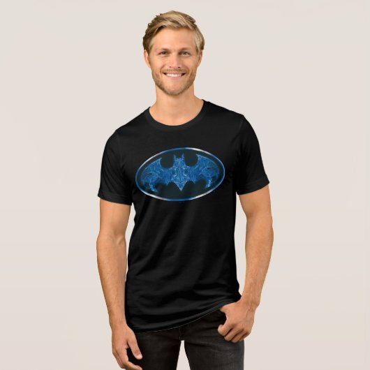 Blue Smoke Bat Symbol Tri-Blend Shirt (Voorkant volledig)