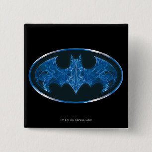Blue Smoke Bat Symbol Vierkante Button 5,1 Cm