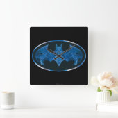 Blue Smoke Bat Symbol Vierkante Klok (Huis)