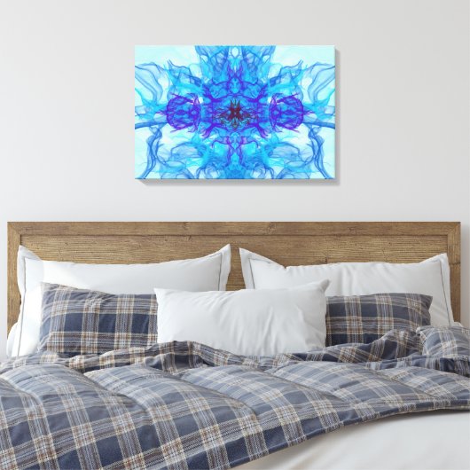 BLUE SMOKE - Fractal Art - Canvas Afdruk (Insitu (Slaapkamer))