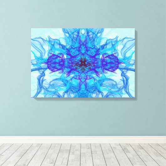 BLUE SMOKE - Fractal Art - Canvas Afdruk (Insitu (Houten vloer))