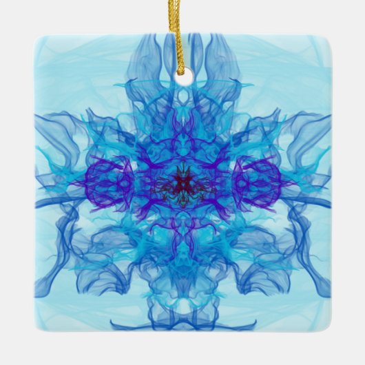 BLUE SMOKE - Fractal Art - Keramisch Ornament (Voorkant)
