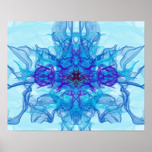 BLUE SMOKE - Fractal Art - Poster (Voorkant)