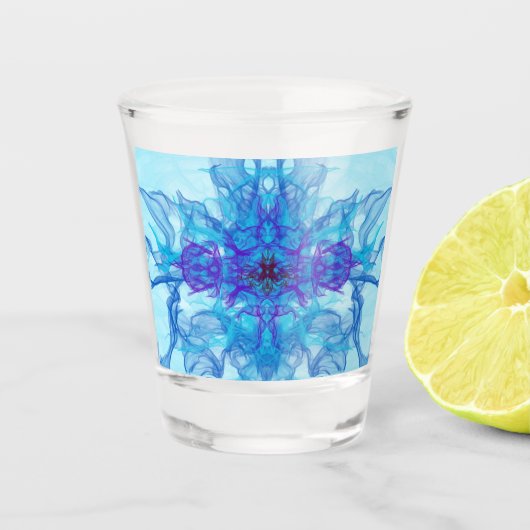 BLUE SMOKE - Fractal Art - Shot Glas (Voorkant)