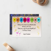 Blue Smoke Pattern & Balloons Pensioen Bedankt Notitiekaartje (Voorkant / Achterkant in situ)