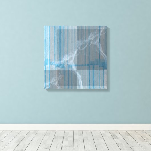 Blue Smoke & Stripes Canvas Art (Insitu (Houten vloer))