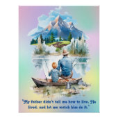 Blue Smoky Mountain Cloud Lakeside Vissen Dad Son Perfect Poster (Voorkant)