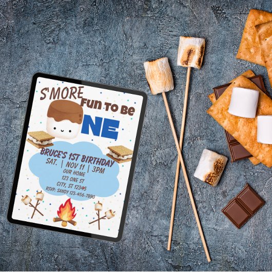 Blue, S'More Fun to be One, 1st Birthday Kaart