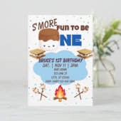 Blue, S'More Fun to be One, 1st Birthday Kaart (Staand voorkant)