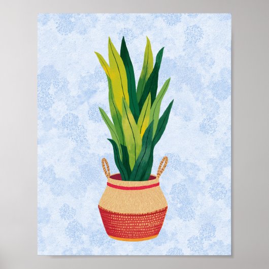 Blue Snake Plant Painted Poster (Voorkant)