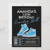 Blue Sneaker Ball Birthday Uitnodiging (Voorkant)