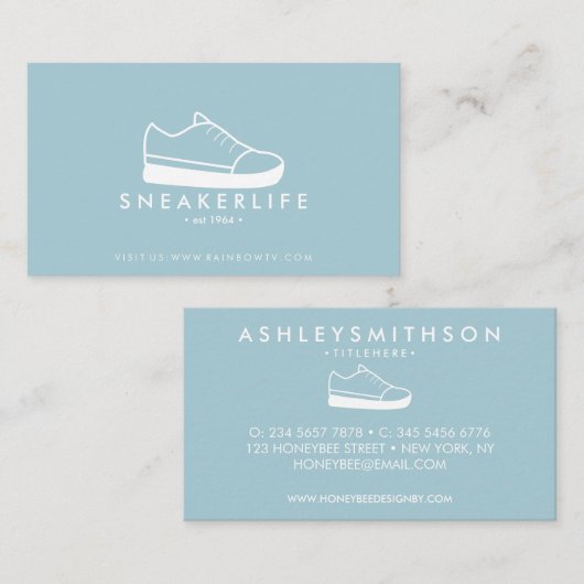 Blue Sneaker Sport Shoes hand drawn black Visitekaartje (Voorkant / Achterkant)