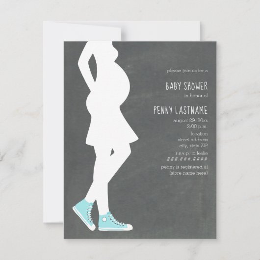 Blue Sneakers Baby Bump Baby shower Kaart (Voorkant)