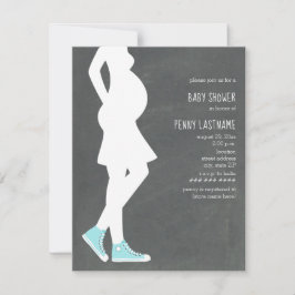 Blue Sneakers Baby Bump Baby shower Kaart