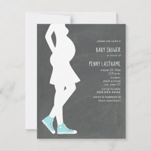 Blue Sneakers Baby Bump Baby shower Kaart
