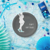 Blue Sneakers Baby Bump Baby shower Papieren Bordje (Feest)