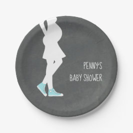 Blue Sneakers Baby Bump Baby shower Papieren Bordje