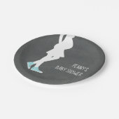 Blue Sneakers Baby Bump Baby shower Papieren Bordje (Gekanteld)