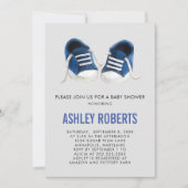 Blue Sneakers Baby shower Invitation, Baby Boy Kaart (Voorkant)