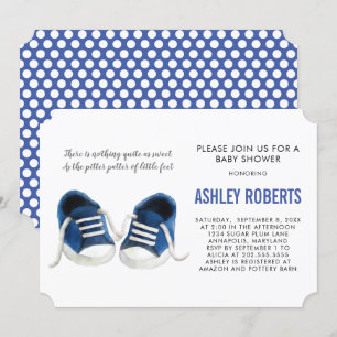 Blue Sneakers Baby shower Invitation, Baby Boy Kaart