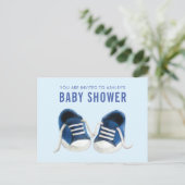Blue Sneakers Baby shower Invitation Briefkaart (Staand voorkant)